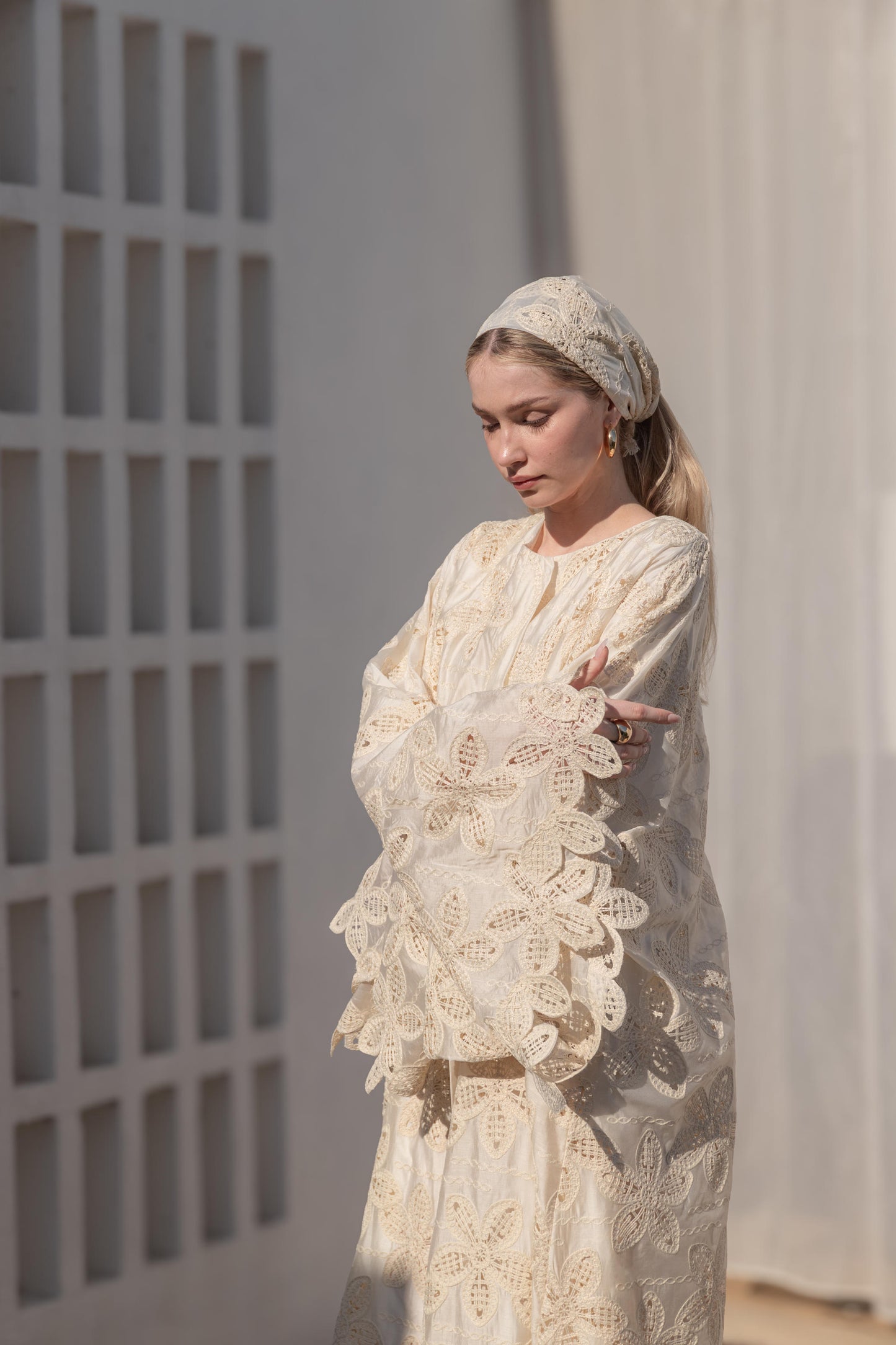 Kroşe Çiçekli İpek Fisto Bohem Kimono