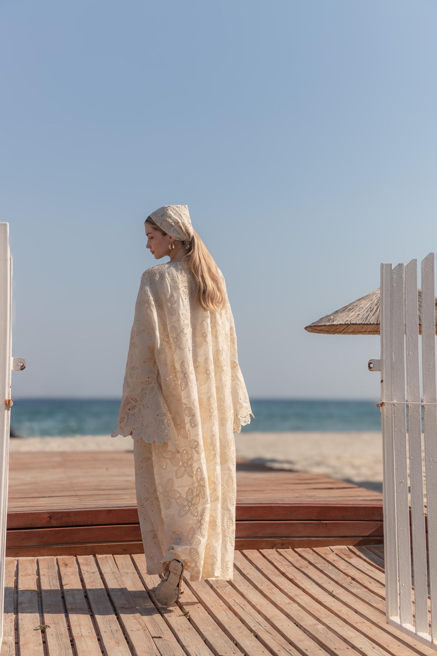 Kroşe Çiçekli İpek Fisto Bohem Kimono