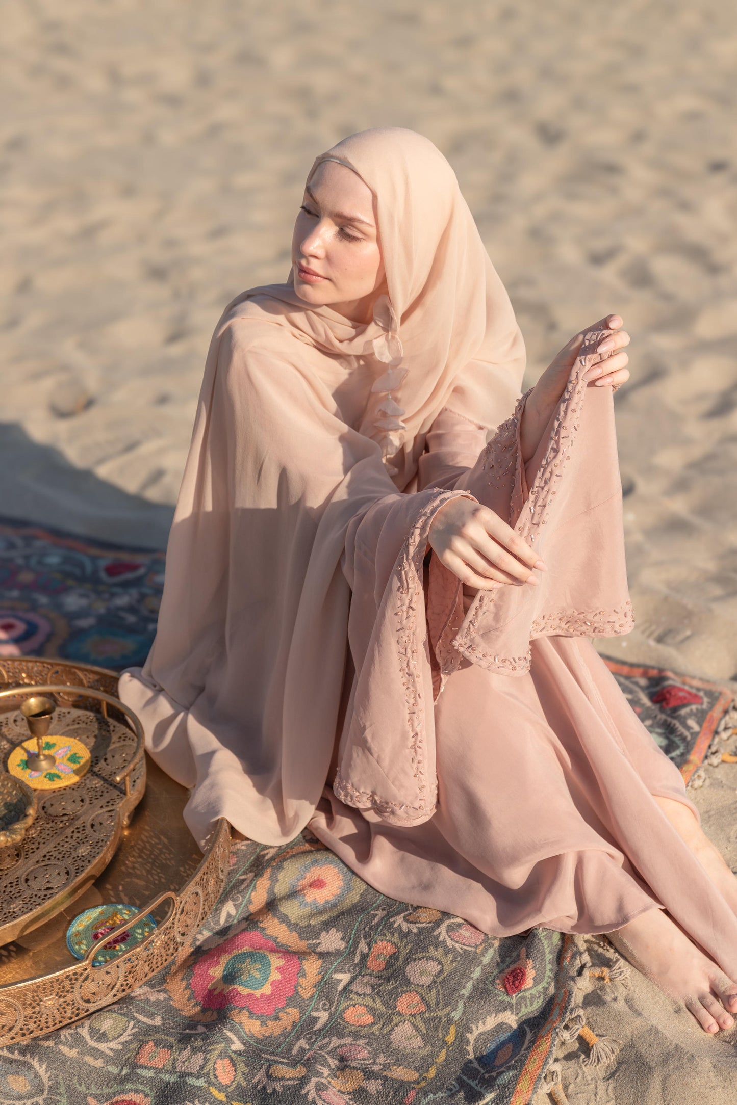 El İşlemeli Kruvaze İpek Kimono