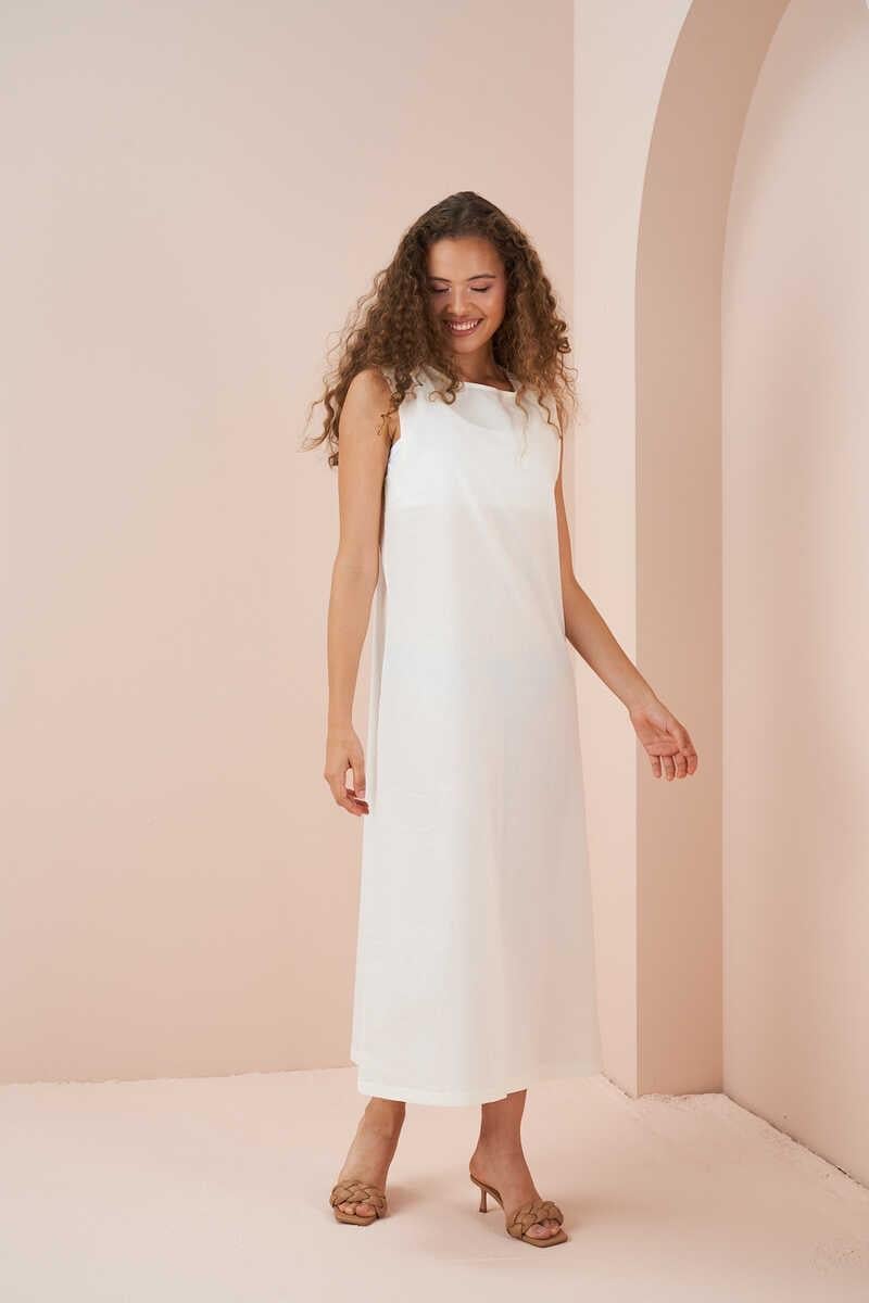 % 100 Pamuk Vual Kolsuz İç Elbise Ekru