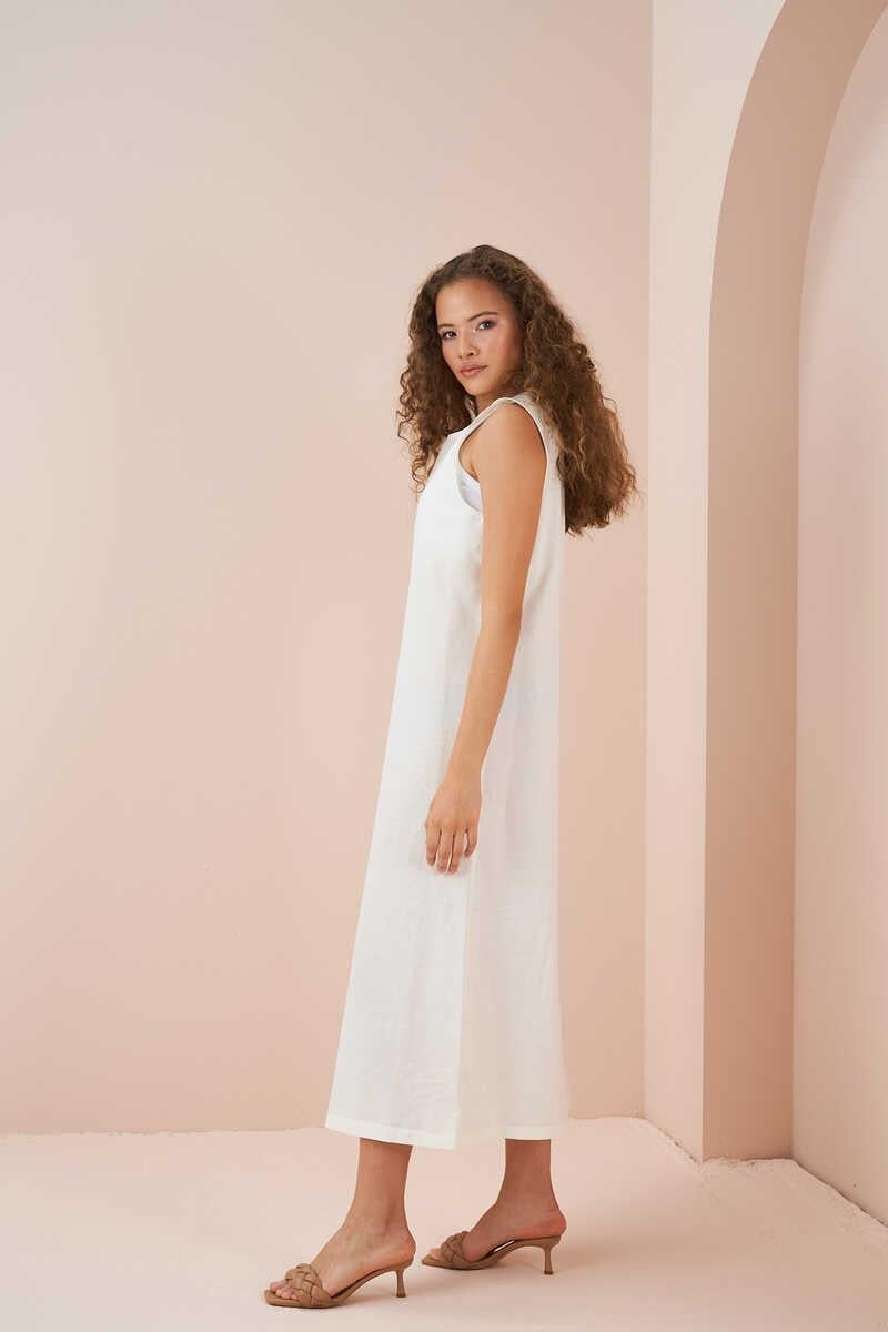 % 100 Pamuk Vual Kolsuz İç Elbise Ekru