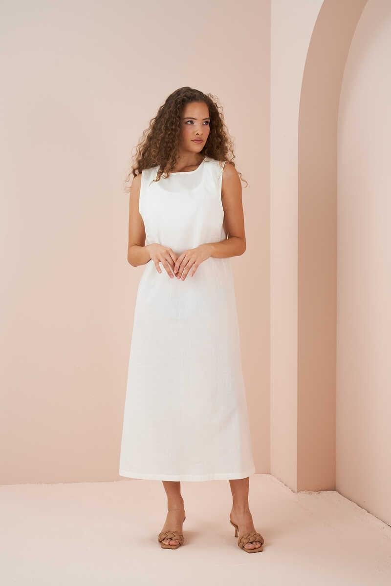 % 100 Pamuk Vual Kolsuz İç Elbise Ekru