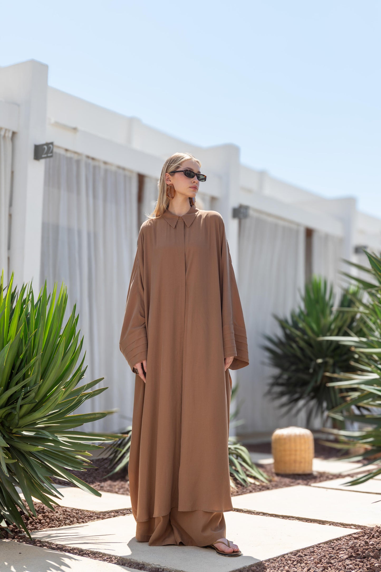 İpek Viskoz Kumaş Naturel Abaya Pantolon Takım